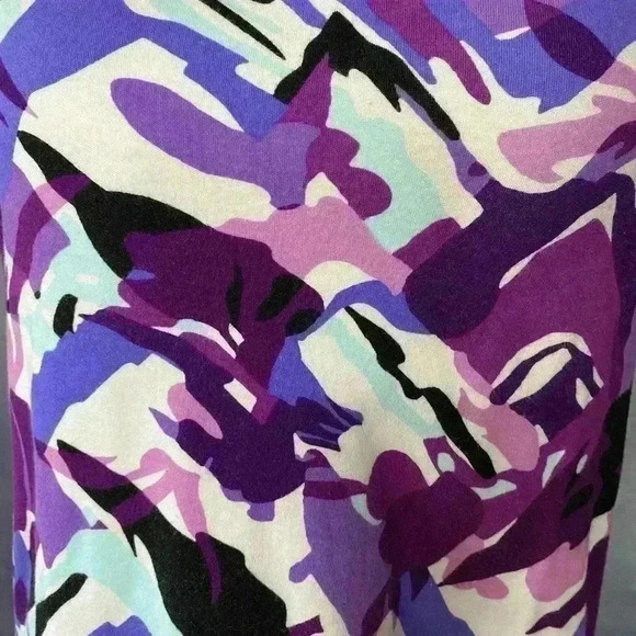 ANNE KLEIN SPORT 2for 1 Watercolor Stripe Split Neck Tee AND purple splash - Picture 13 of 13